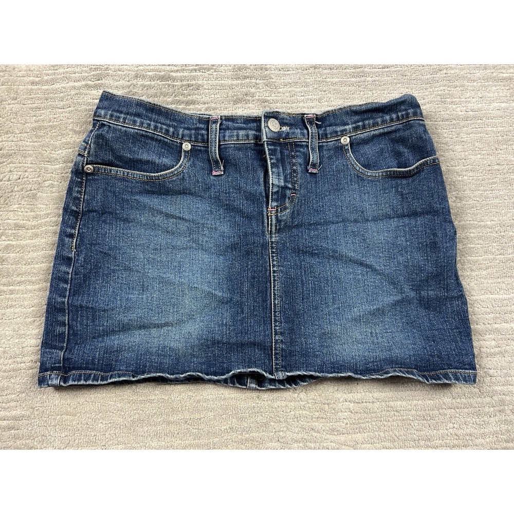 Vtg Y2K Jalate Jean Micro Skirt Women 7/8 Blue Denim Dark Wash Mini Cotton Blend